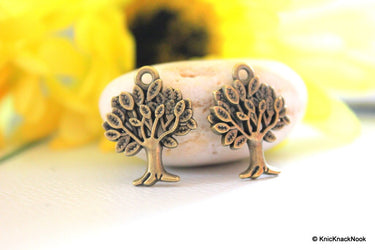 5 x Bronze Tone Tree Charm Pendant 17mm x 21mm